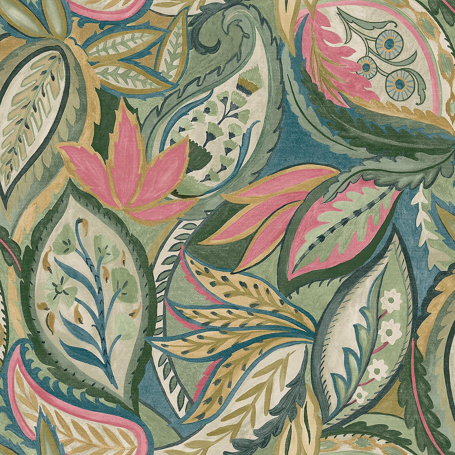 Holden Decor Paisley Leaves Pink Wallpaper
