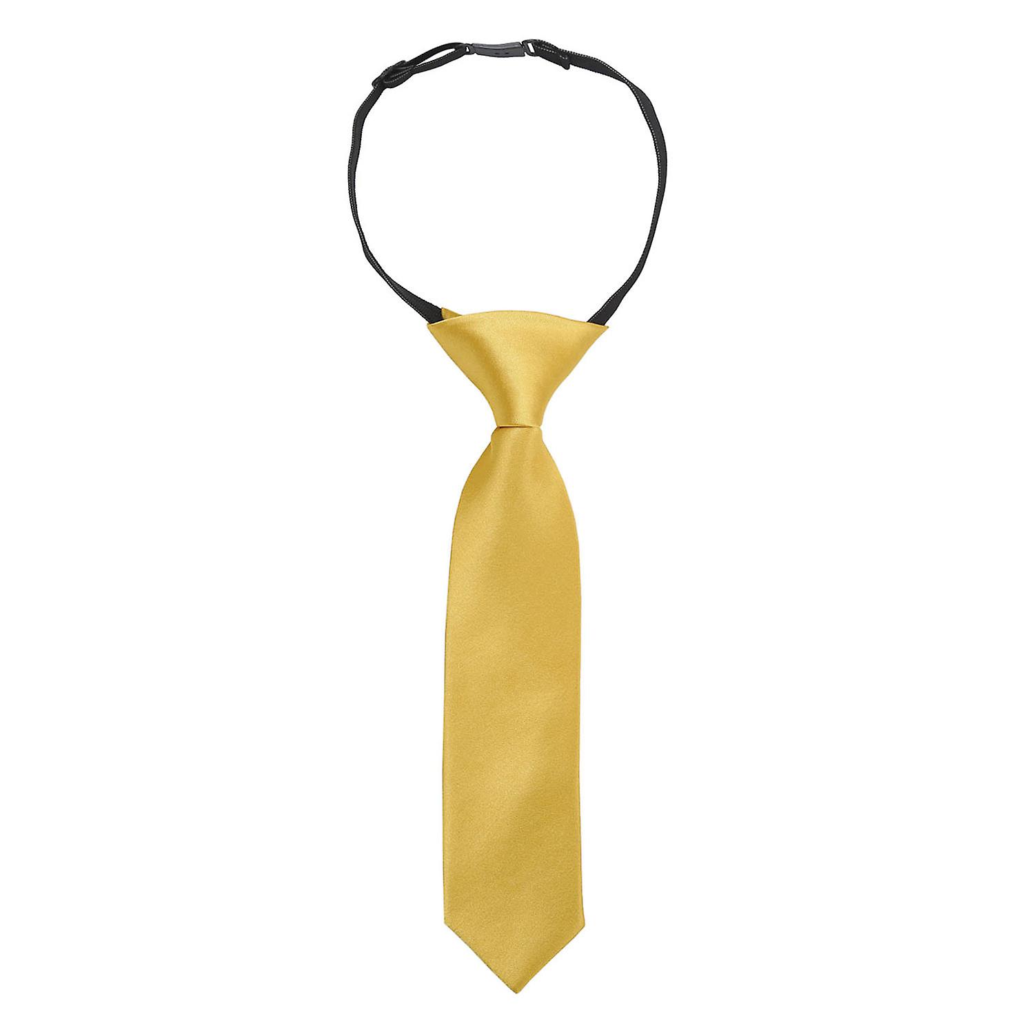 Gold Plain Satin Elasticated Tie For Boys