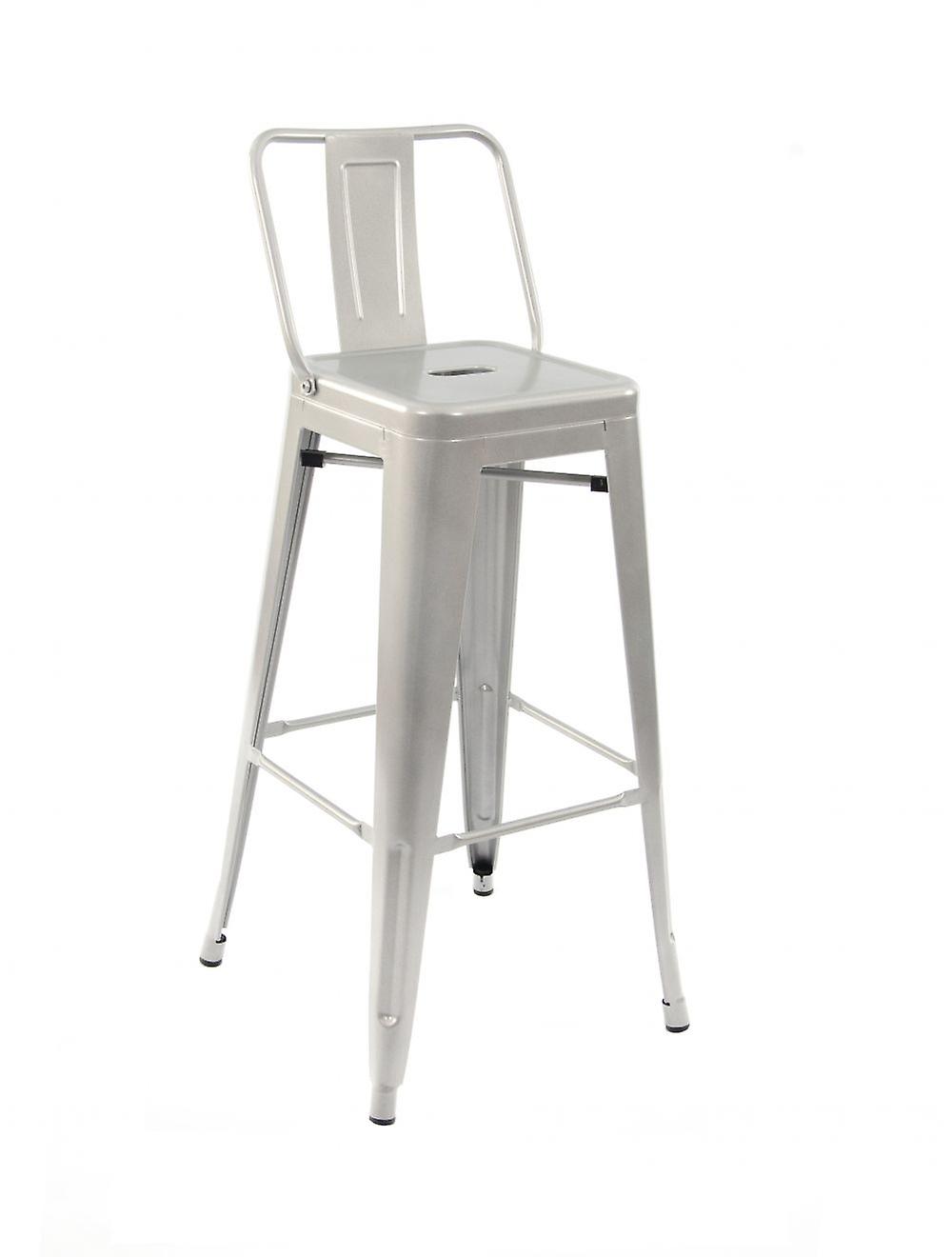 Lyone High Stool With Back Grey RAL 7001