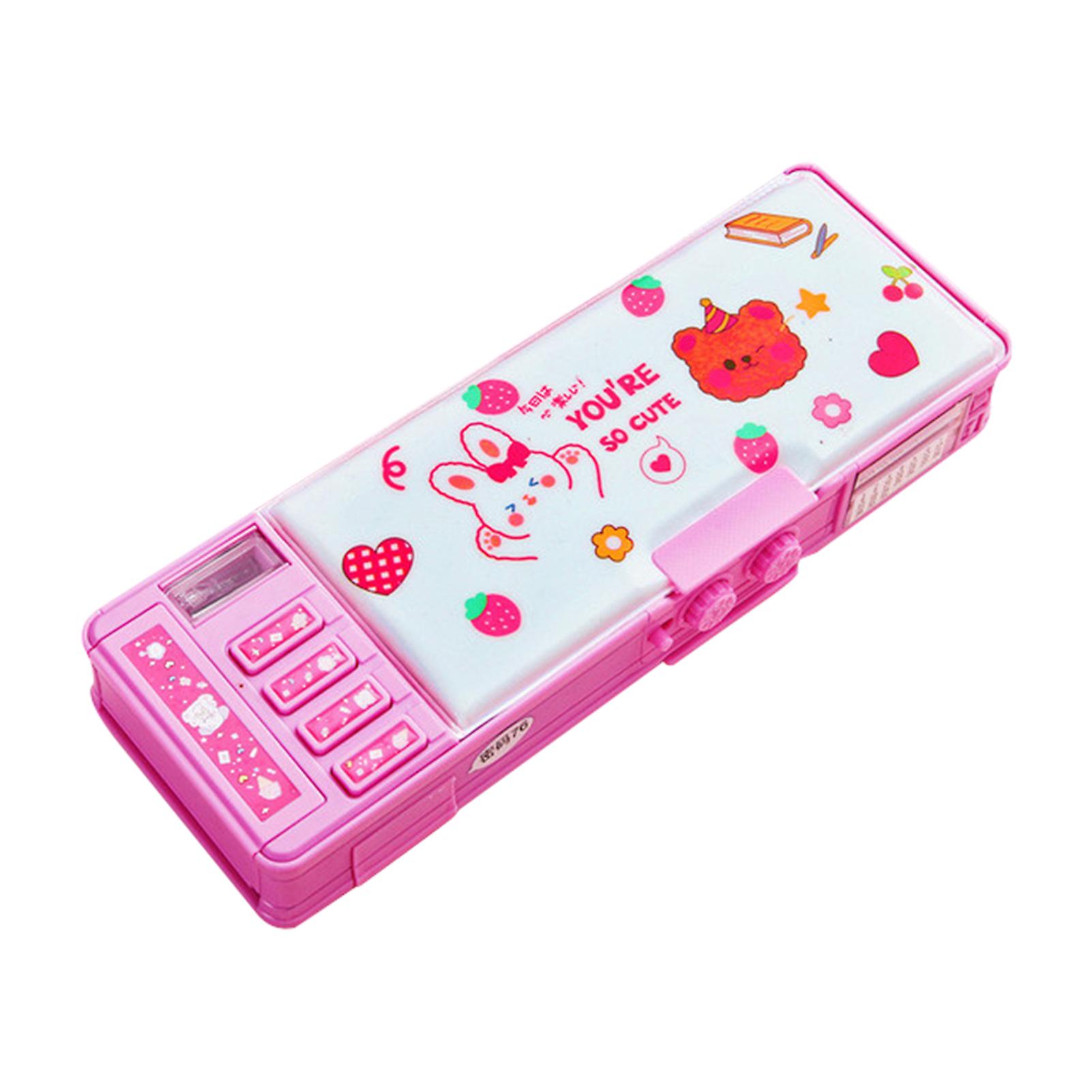 Cartoon Pen Box with Sharpener Password Lock Large Capacity Pencil Box for Kids Children
