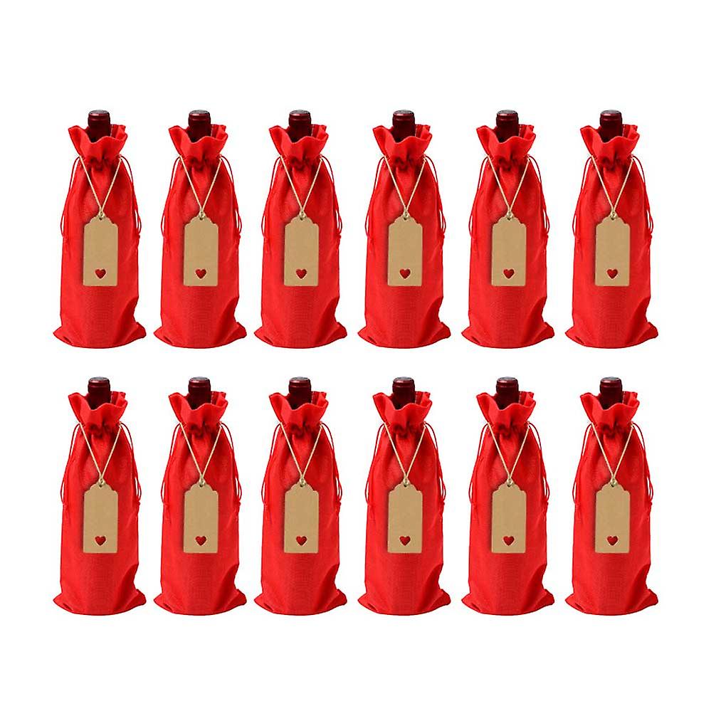12pcs Wine Bottle Gifting Bags Wines Storage Pouch With Drawstring For Festival Party Birthday Holiday