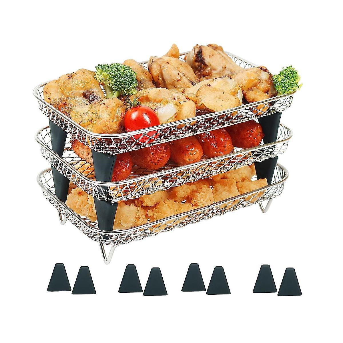 Air Fryer Rack for Ninja Dual Basket, 3 Layers, Stacking Bacon Racks, Air Fryer Accessories for Nin