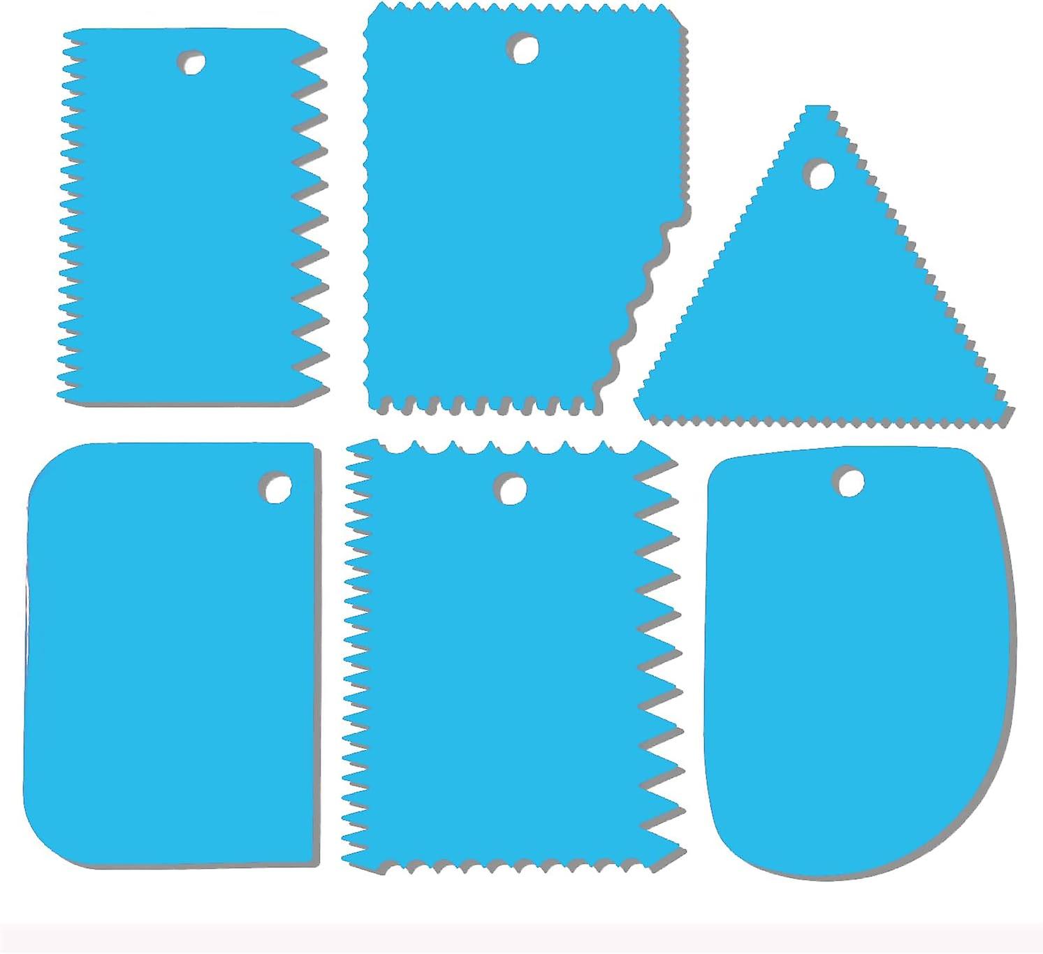 Cake Smoothing Scraper,dough Scraper Frosting Scraper Polishing Tool,frosting Smoothing Plastic Serrated Cake Frosting Kitchen Baking Cake Edgeblue