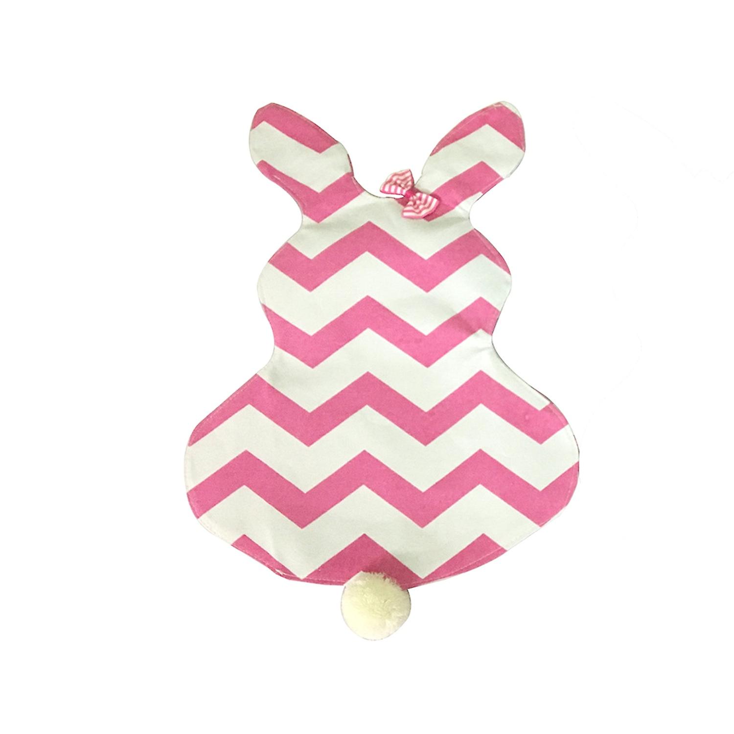 Easter Hanging Flag Bowknot Pompom Rabbit Bunny Shape Colorful Wavy Striped DIY Weather-proof Happy