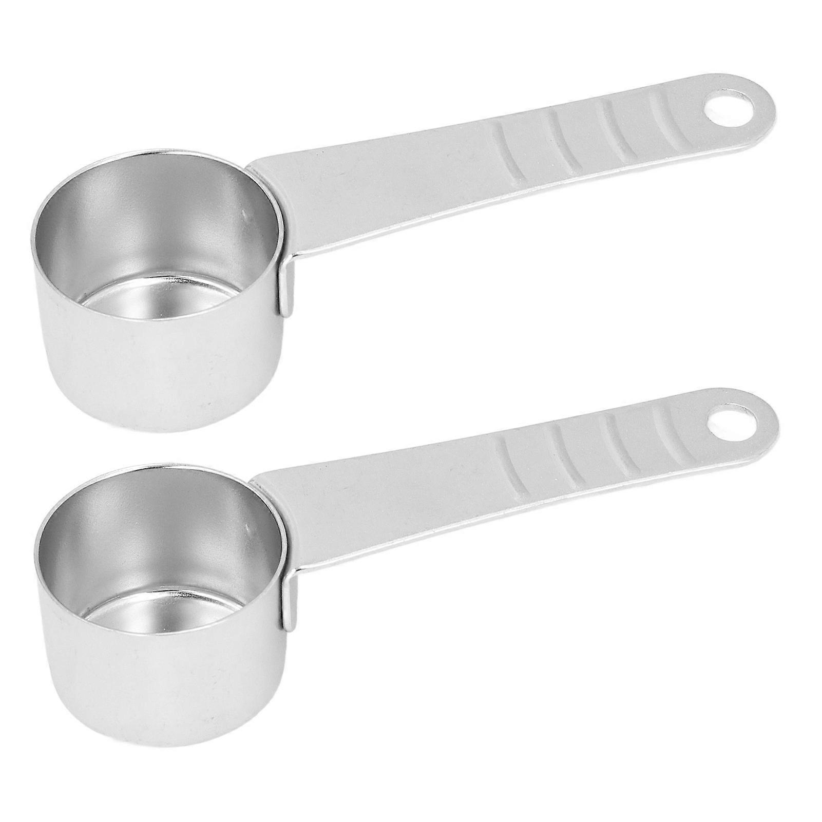 2pcs Coffee Scoop Stainless Steel Material Ergonomic Handle Easy Cleanable Dishwasher Safe Compact Spoon