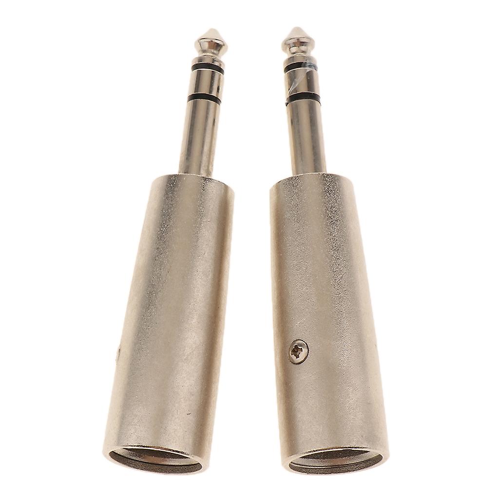 2 Pieces 6.35mm Mono Male Jack to 3 Pin XLR Male Audio Connector Adapter