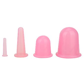Lot de 4 ventouses de massage facial sous vide pour lifting du visage, raffermissement et traitement thérapeutique (rose)