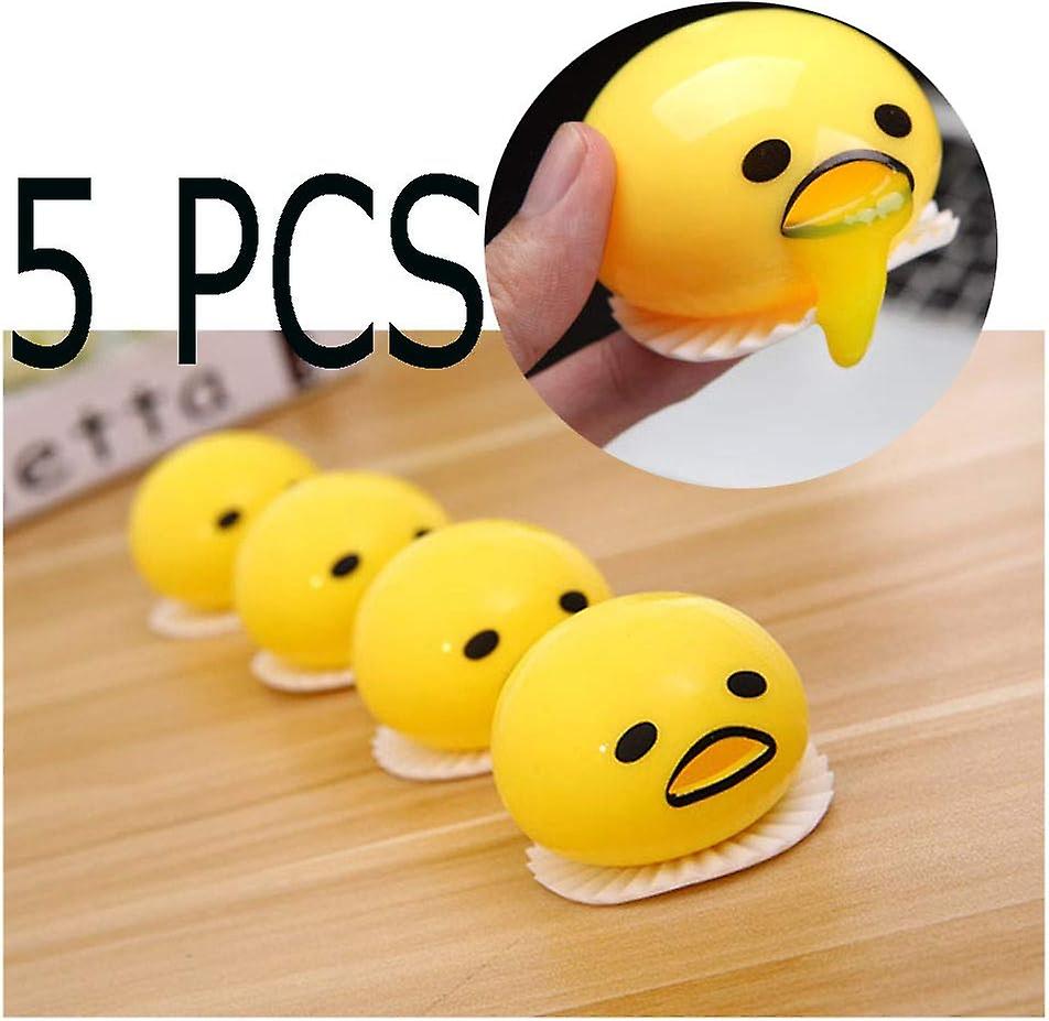 5PCS Yellow Round Vomiting & Sucking Lazy Egg Yolk, Vomiting Egg Yolk,Vent Stress Tricky Game Relief Toys