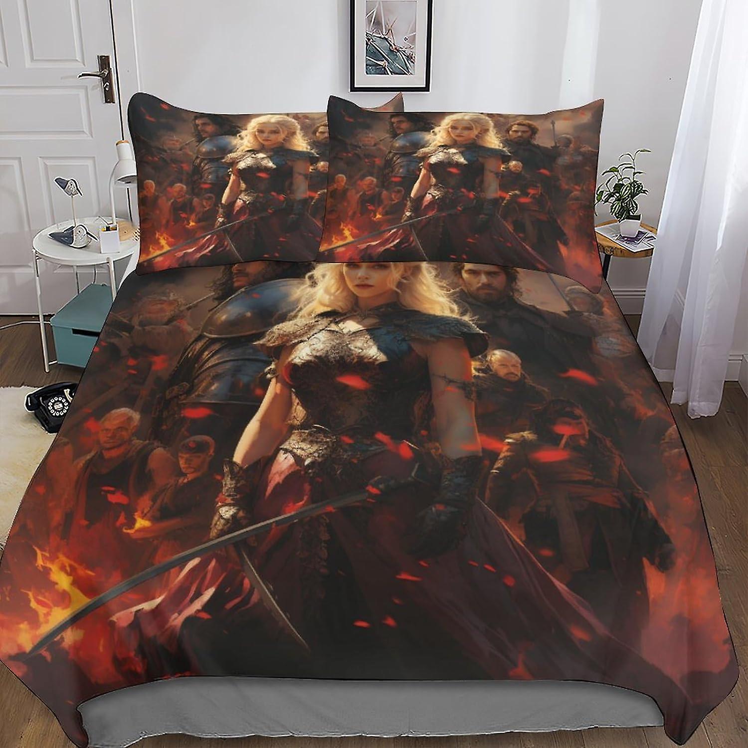 مجموعة غطاء لحاف عصري من Game Of Thrones مع إغلاق بسحاب مخفي - لافتة للنظر 3D طباعة أفلام ستوكات شخصيات فيلم الفراش ، مجموعة من 3 قطع مع 