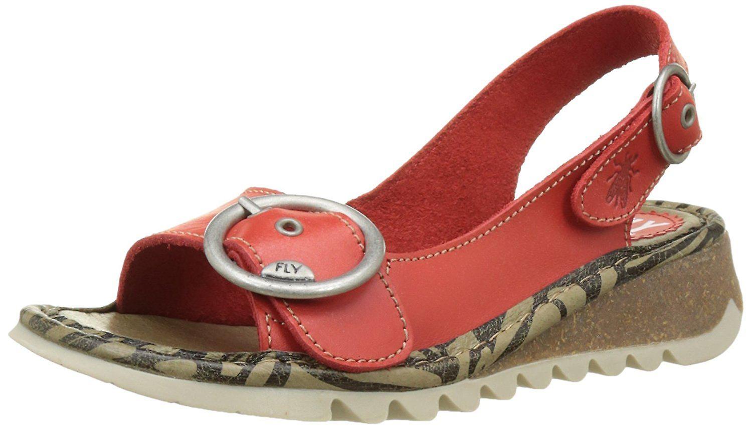 Fly London Tram Scarlet Womens Leather Slingback Sandals Shoes