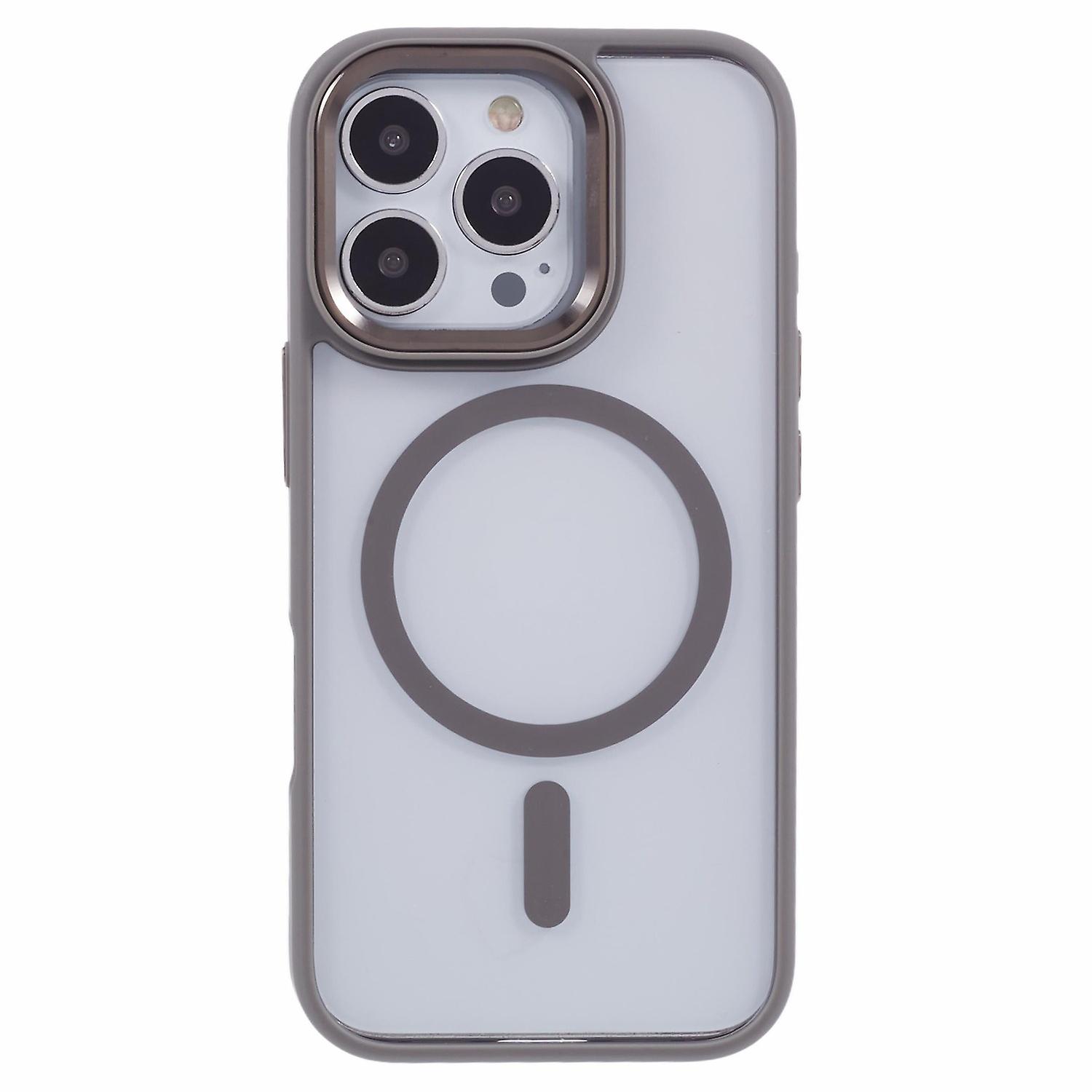 For iPhone 16 Pro Compatible with MagSafe Phone Case Clear PC+TPU Back Cover - Grey