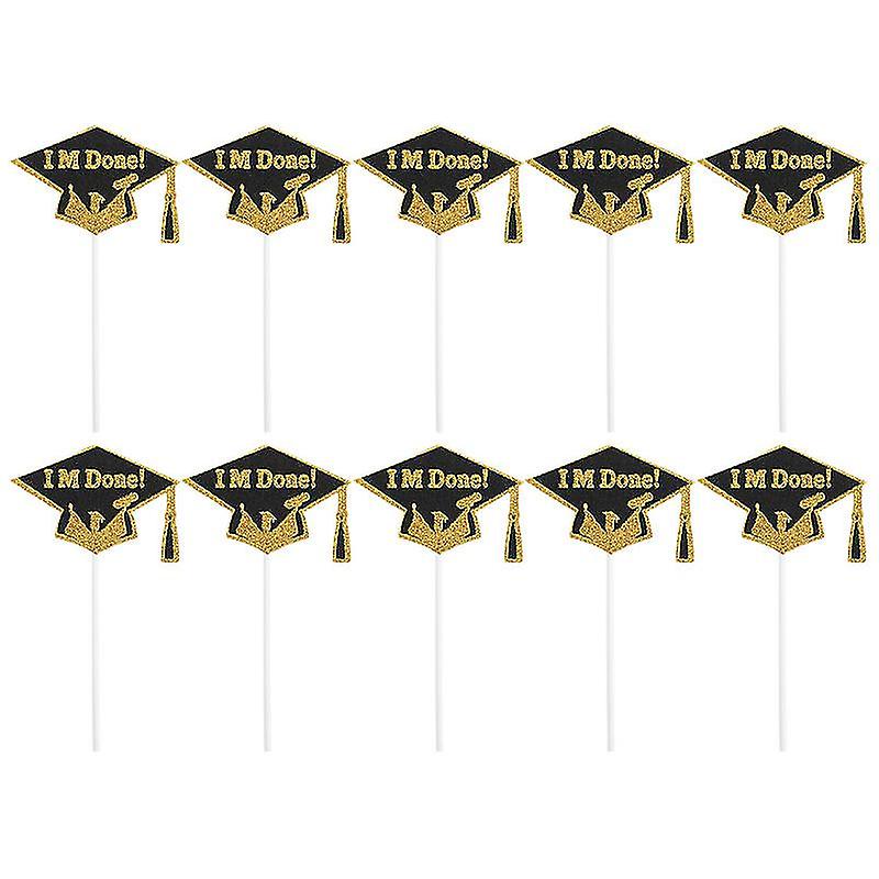 10pcs Practical Graduation Theme Useful Safe Dessert Picks For Party Celebration