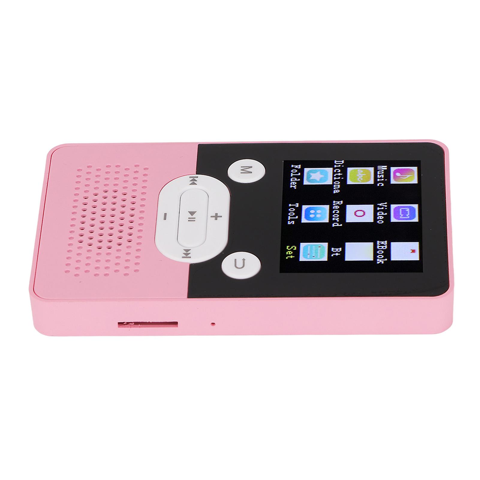 T9 MP4 Player 1.8 Inch Color Screen Lossless Sound MP3 Player with Bluetooth 4.2 Supports Memory Card ExpansionPink 8GB