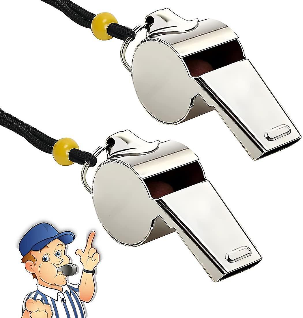 Sifflet 2 pièces, Sifflet d’arbitre, Sifflet en acier inoxydable, Sifflet de signalisation
