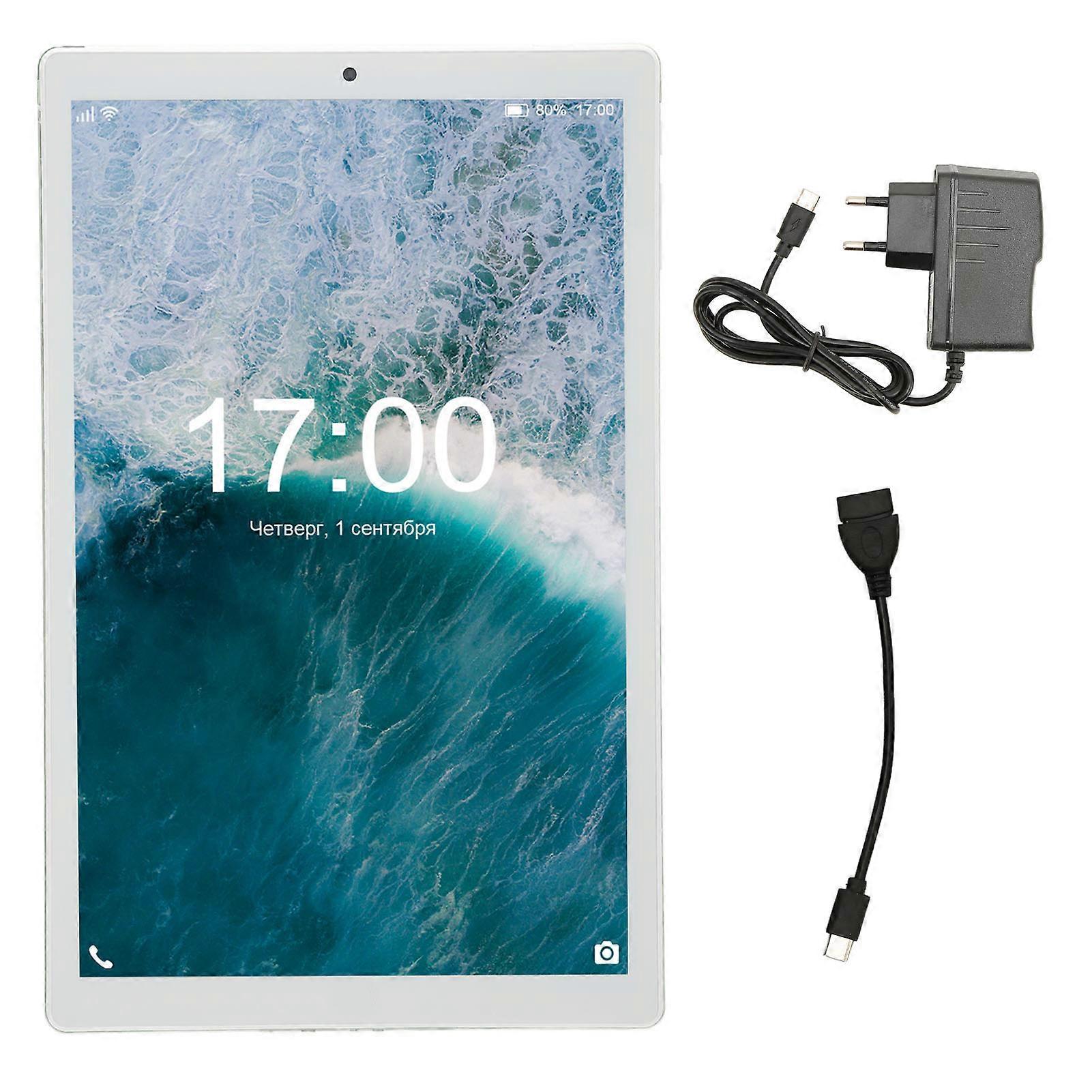 til Android 11 Tablet 10 tommer Octa Core Support 3G WiFi 3GB RAM 64GB ROM Dual SIM HD IPS Screen Tablet 100?240V Green EU Plug