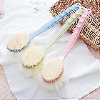 3stk dusjkroppsbørste med børster og loofah, ryggvasker badenettsvamp med buet langt håndtak for hudeksfolierende bad