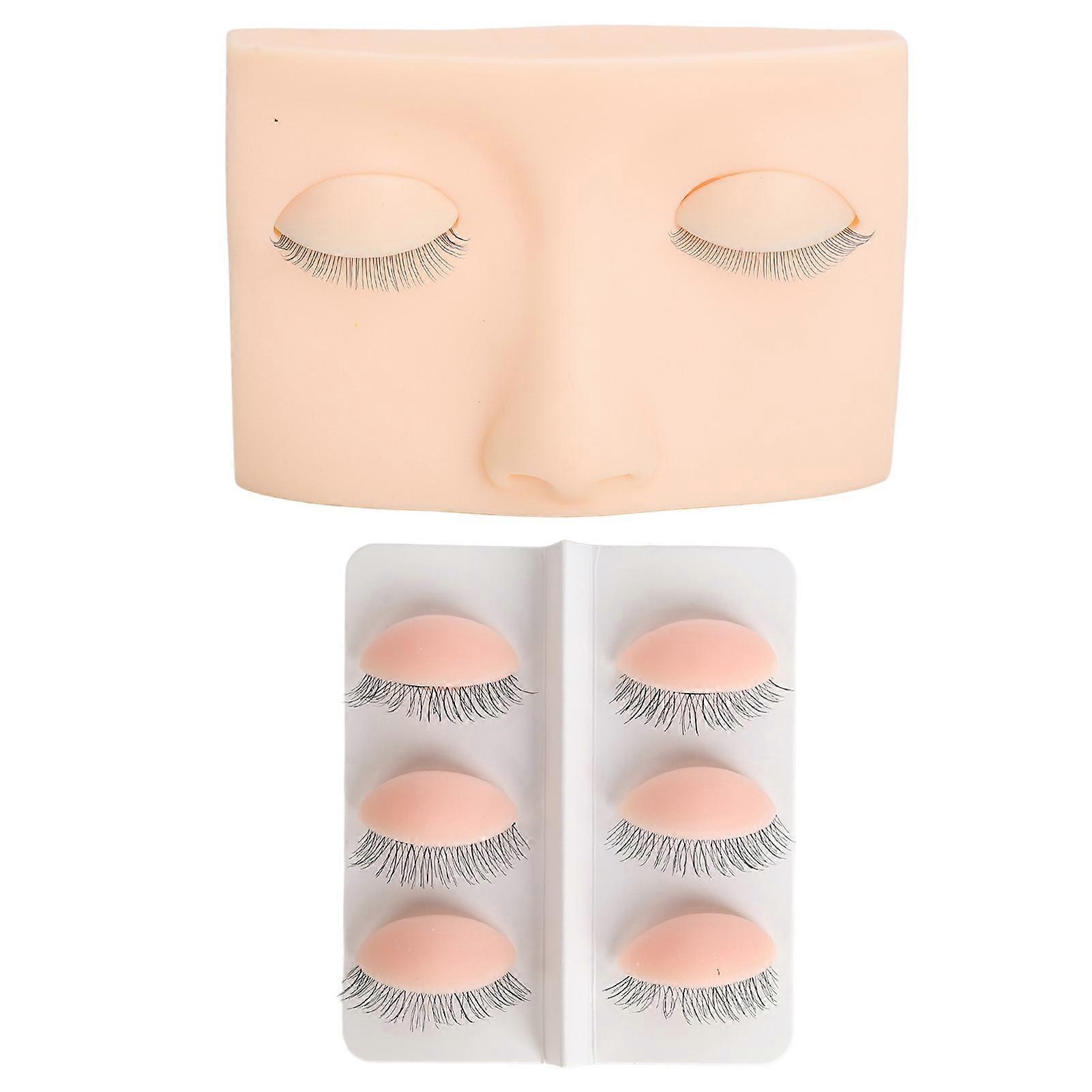 Eyelash Extension Mannequin Head Set Lash Extension Practice Face with 3 Removable Lash Practice Eyelids Pink