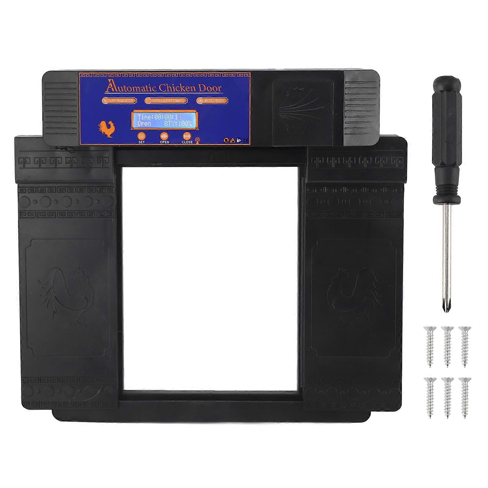 Automatic Chicken Door Opener with Timer Double Open Coop Poultry Habitat Supplies Black NO.5644