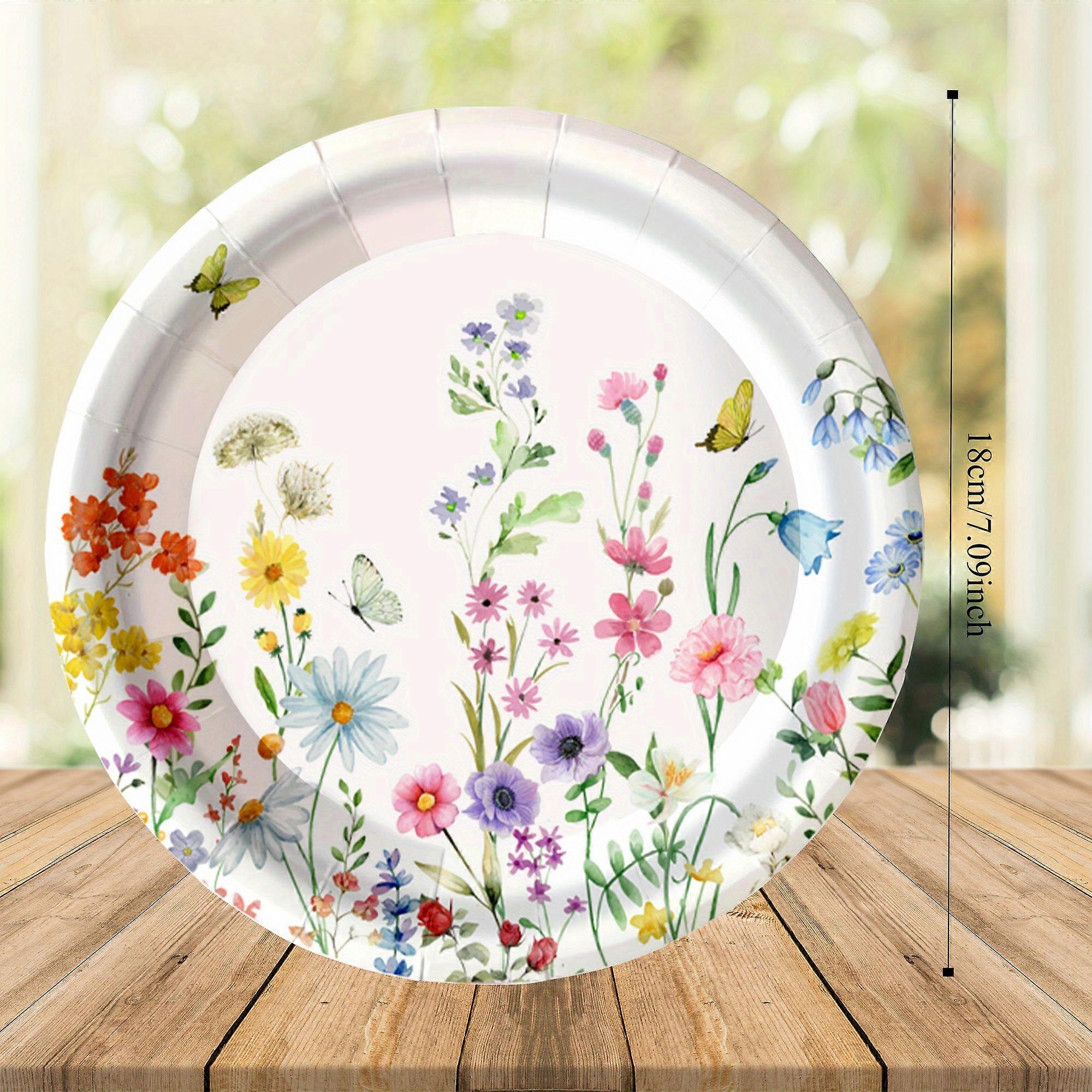 Spring Floral Party Cutlery Set for 16 Guests - Elegant Tableware for Weddings, Holidays & Themed Celebrations