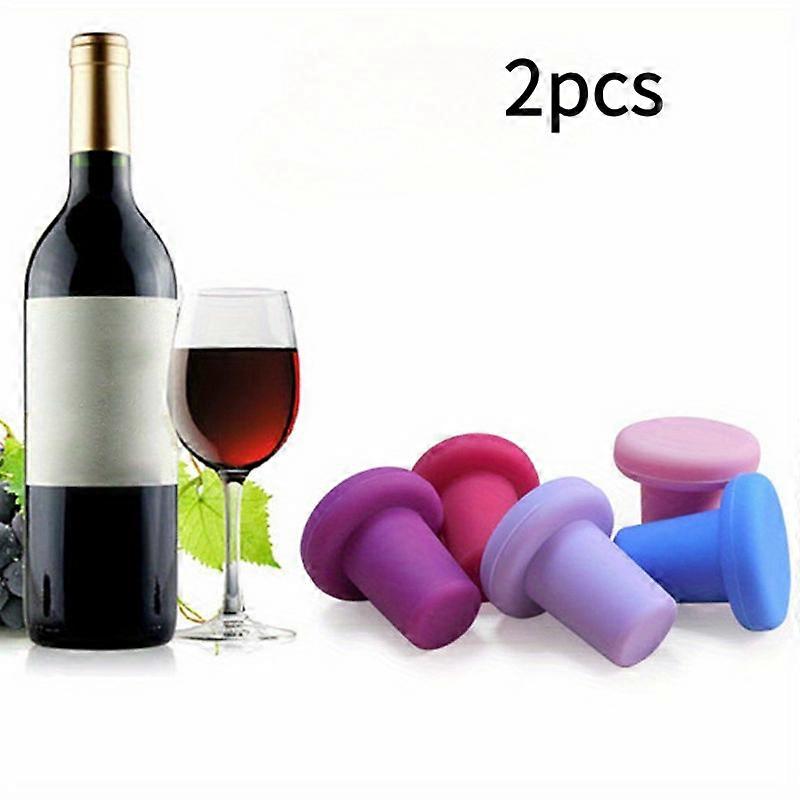 "Easy-Clean" 2-Piece Silicone Wine Bottle Stoppers - Leakproof & Reusable, Food-Safe Seal For Beverages