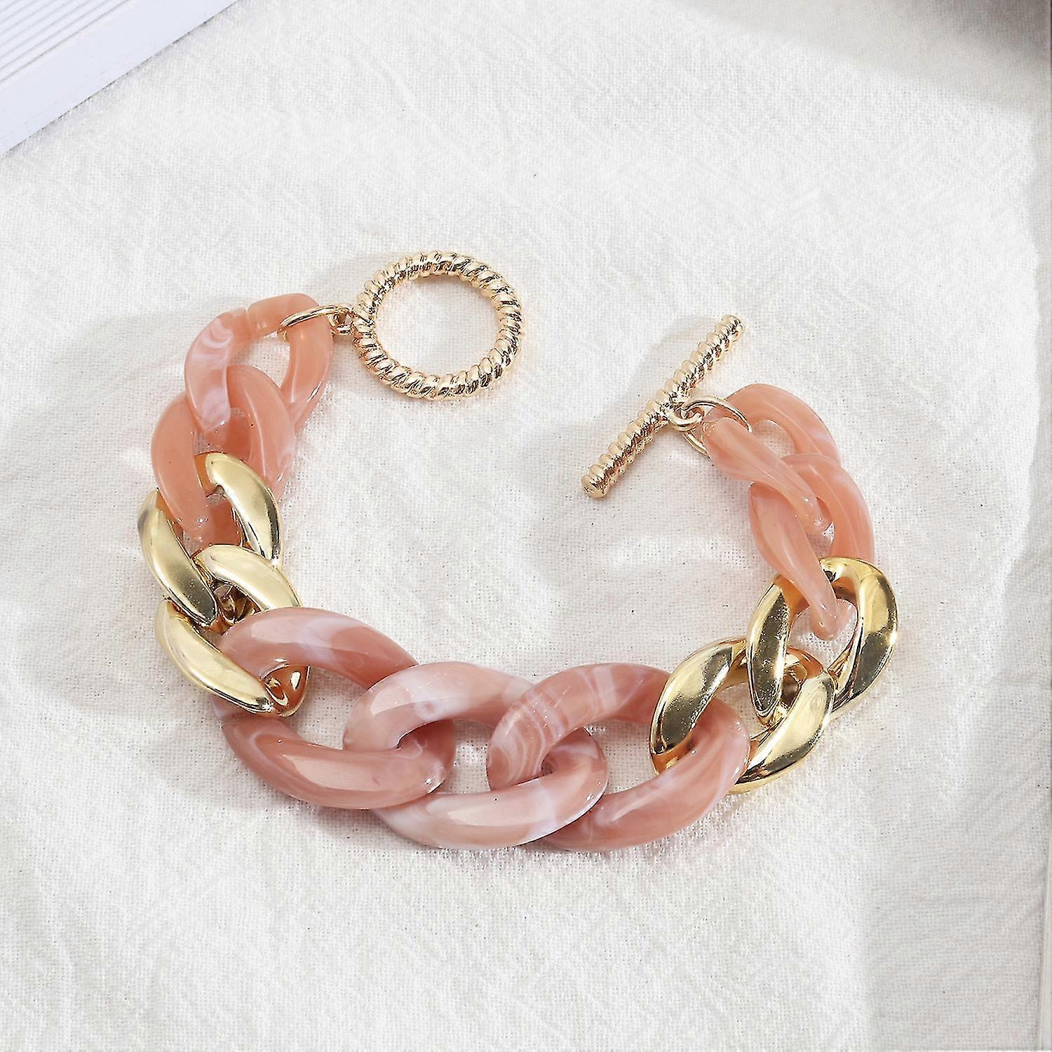 Bracciale con catena a graffetta in acrilico spesso, bracciale minimalista con maglie cubane spesse in resina colorata