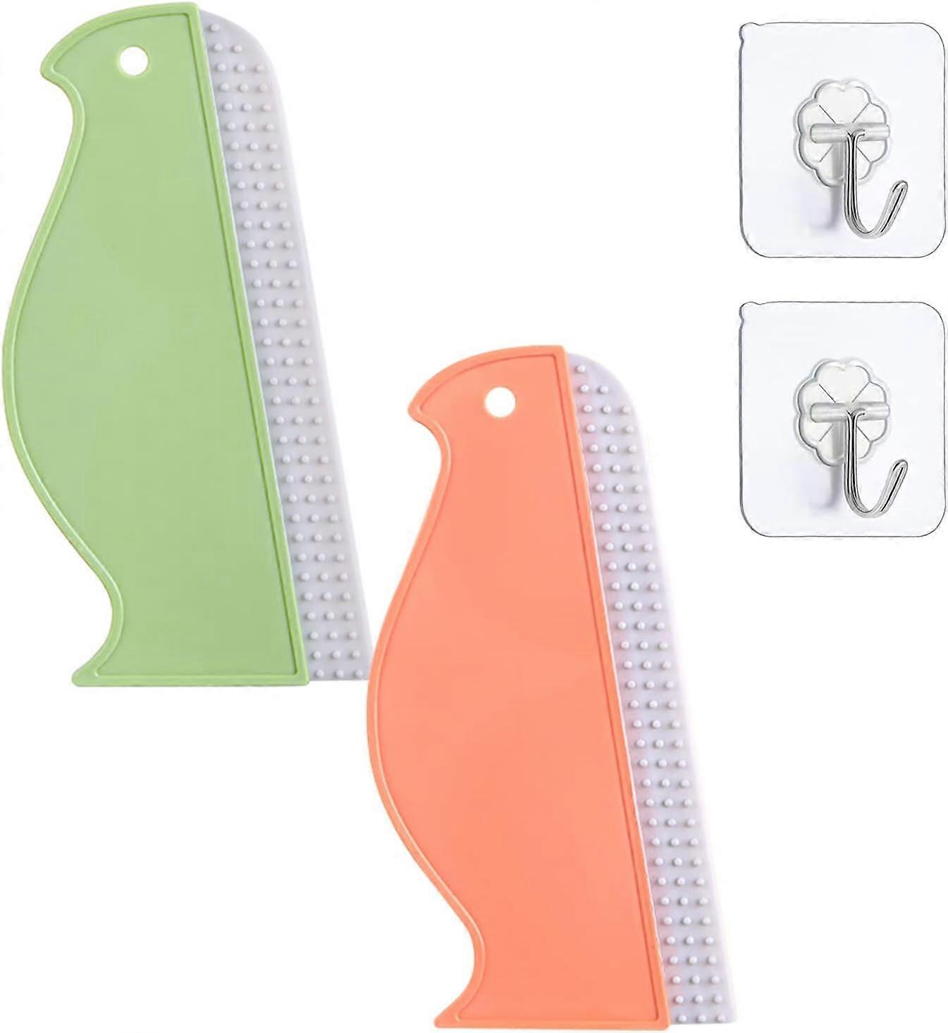 Multi-Purpose Shower Squeegee, 2 Bathroom Squeegees Creative Silicone Window Squeegee with Hook for Glass, Bathroom Window and Car Mirror Wiper(The Pe