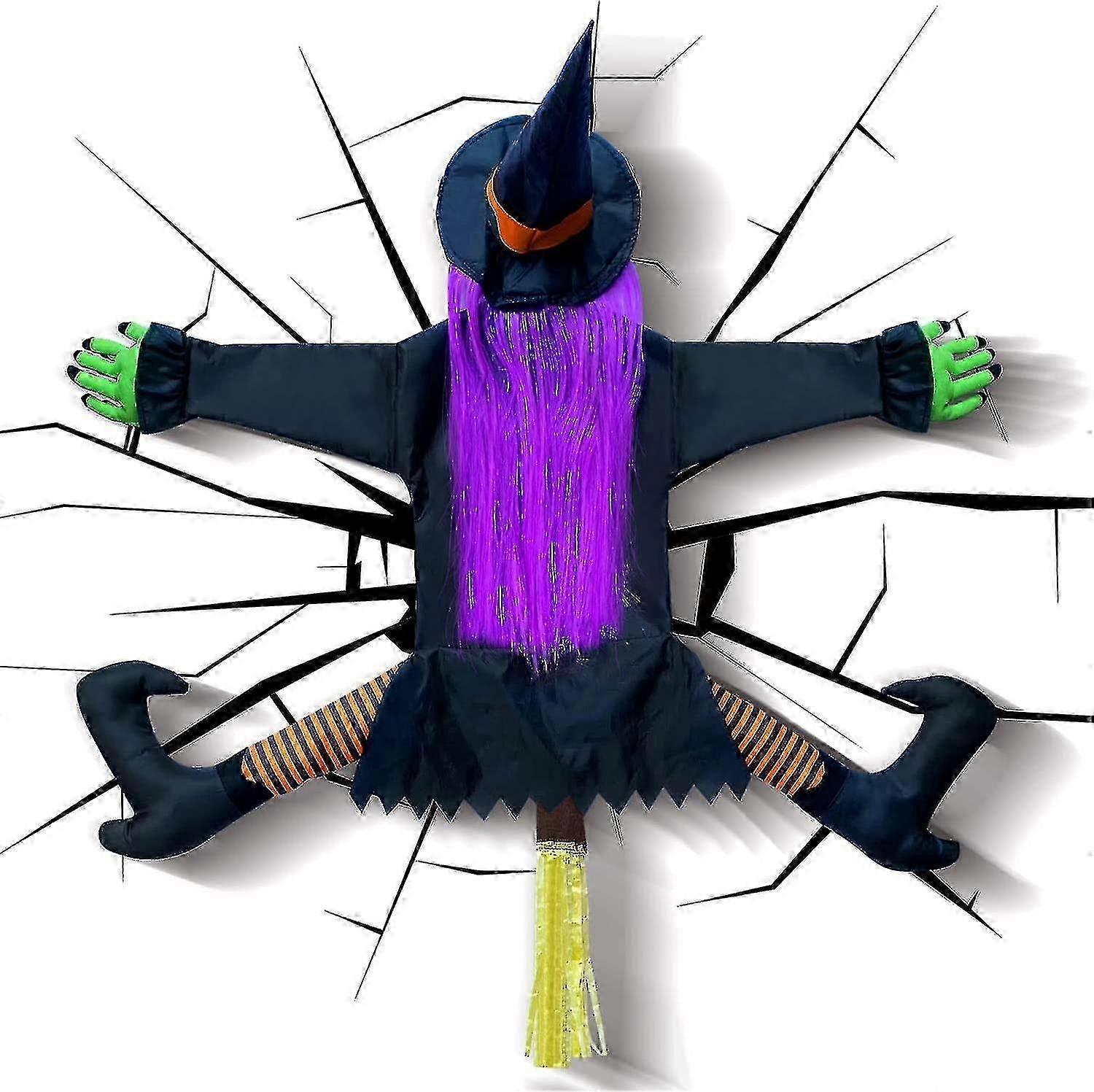 Crashing Witch Into Tree For Halloween Decoration, Crashed Witch, Hanging Halloween Witch Props For Outdoor