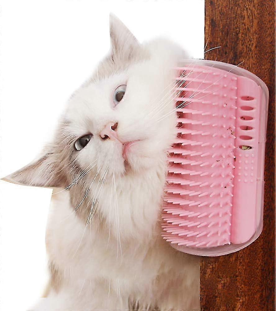 Grooming Angle Brush Massage Cat Groomer Brush Comb Dogs Cats Hair Upholstery PS021 (Pink)