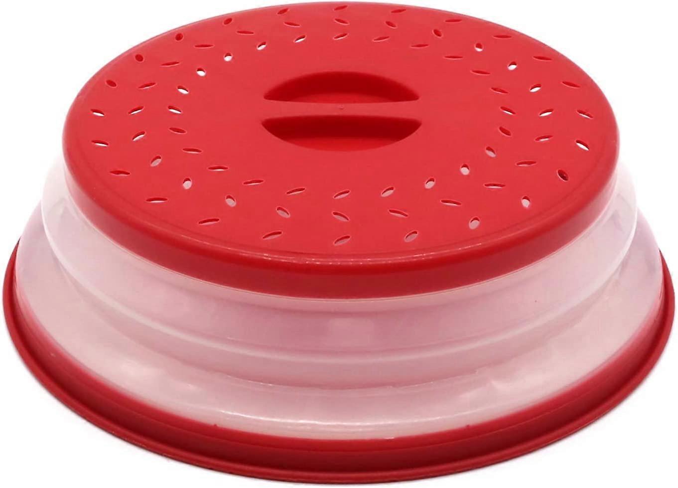 Foldable Microwave Microwave Cover With Fruit And Vegetable Colander, Bap And Non-Toxic (Red)