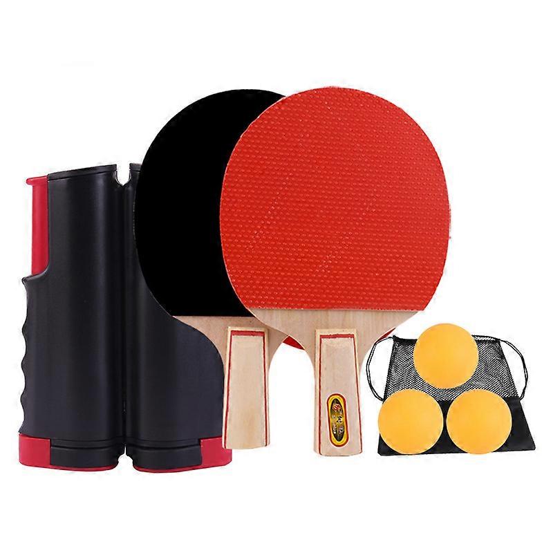 2 Ping Pong Rackets and Retractable Nets Fits Any Desk Portable Practice Accessories