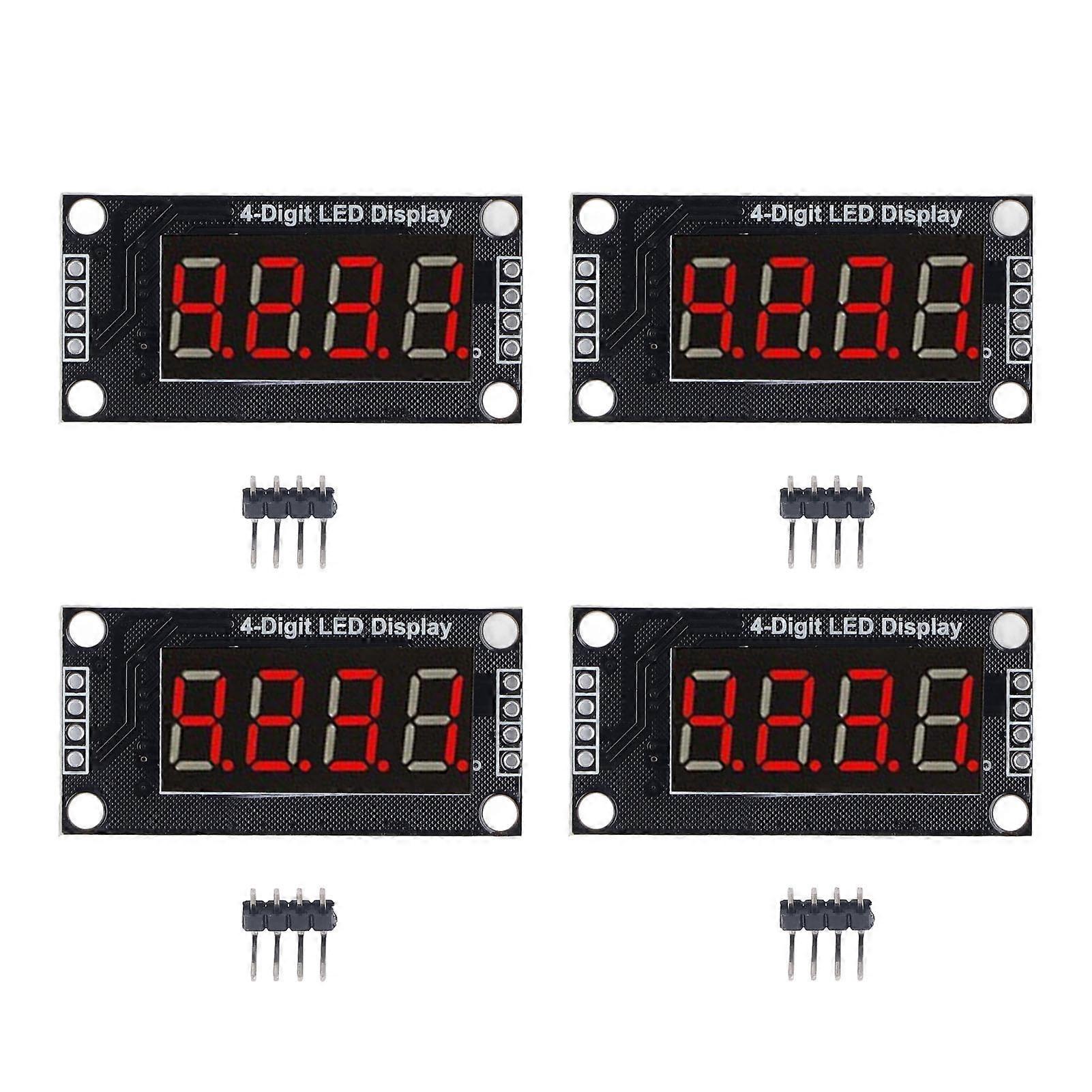 4 Sets Digital Tube Display Module LED 4 Digit 7 Segment 0.36in TM1637 Drive Chip Red MRA110B YEMAA