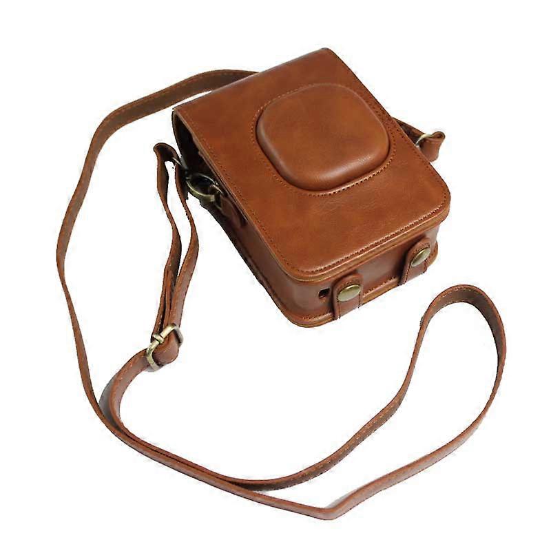 Vintage PU Leather Case Cover For Fujifilm Instax Mini LiPlay Camera Bag with Shoulder Strap Black Brown Color