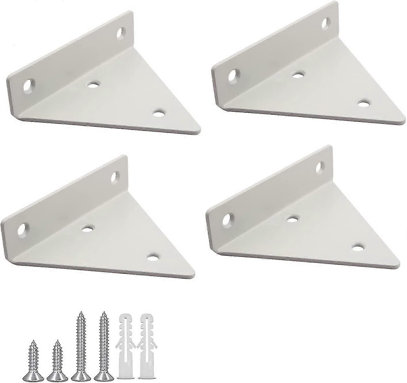 4pcs Floating Shelf Brackets With 16 Screws - White
