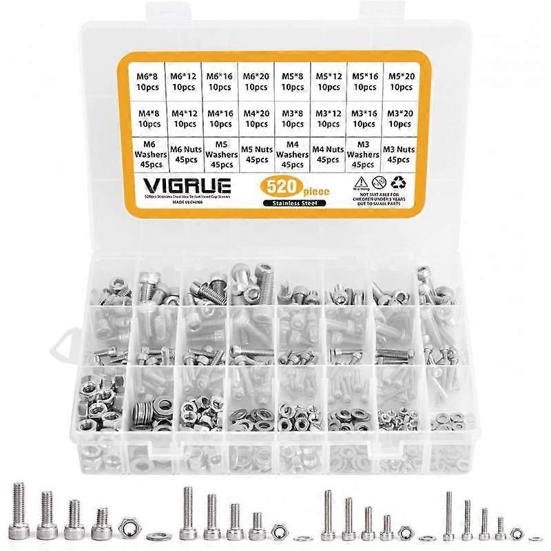 Hardware hexagon screw nut box (520 pieces)