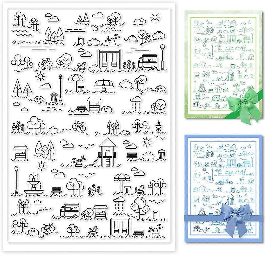 1Sheet Park Theme Silicone Clear Stamp Seals