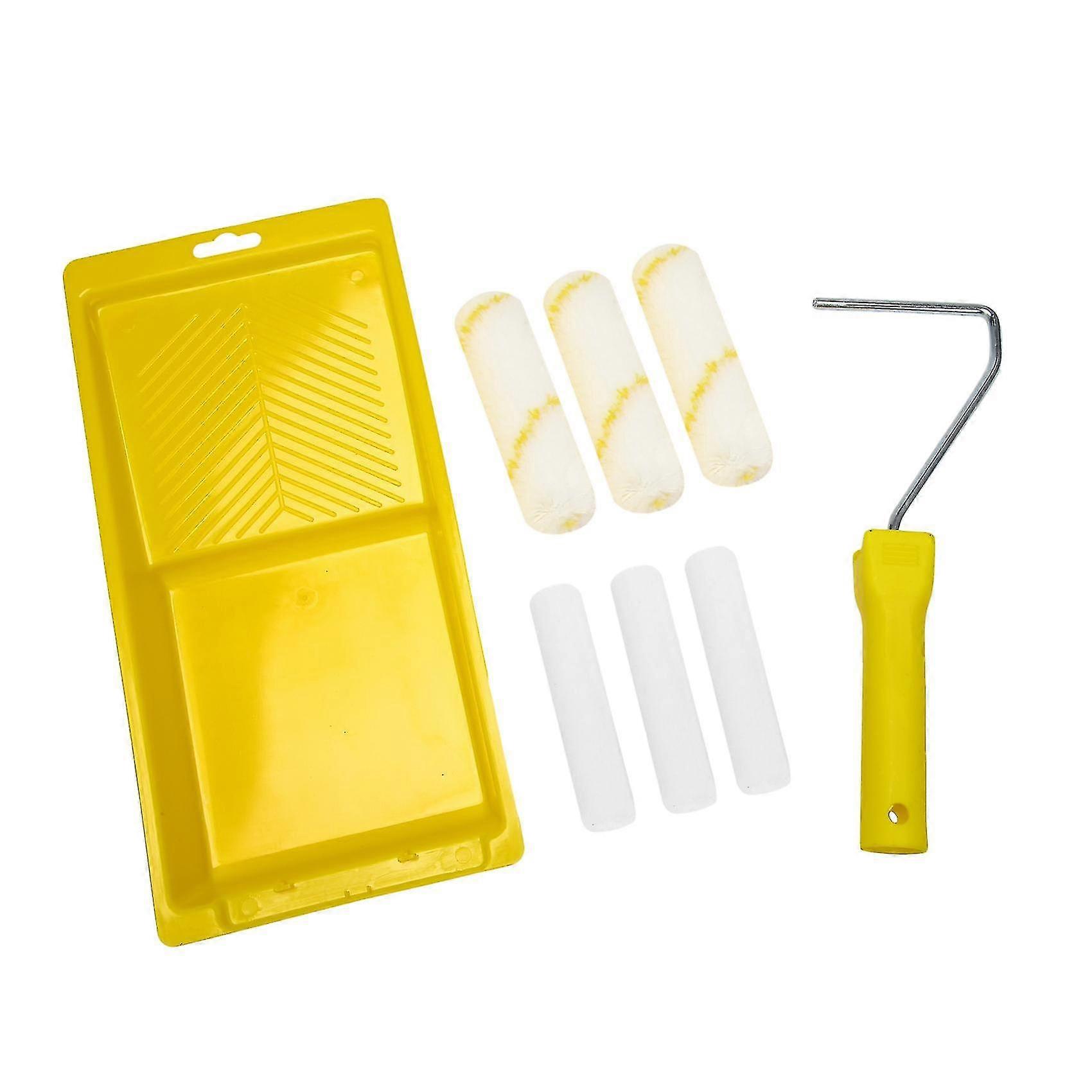 8pcs Foam Paint Roller Tray Set 4-inch Mini Roller Cover Refills