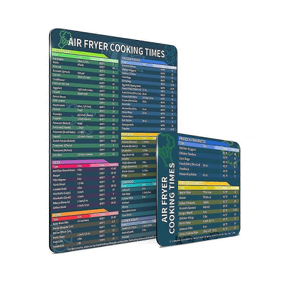 AirFryer Magnetic Cooking Time Sheets AirFryer Accessories Cooking Time Quick Reference Guide Sheet