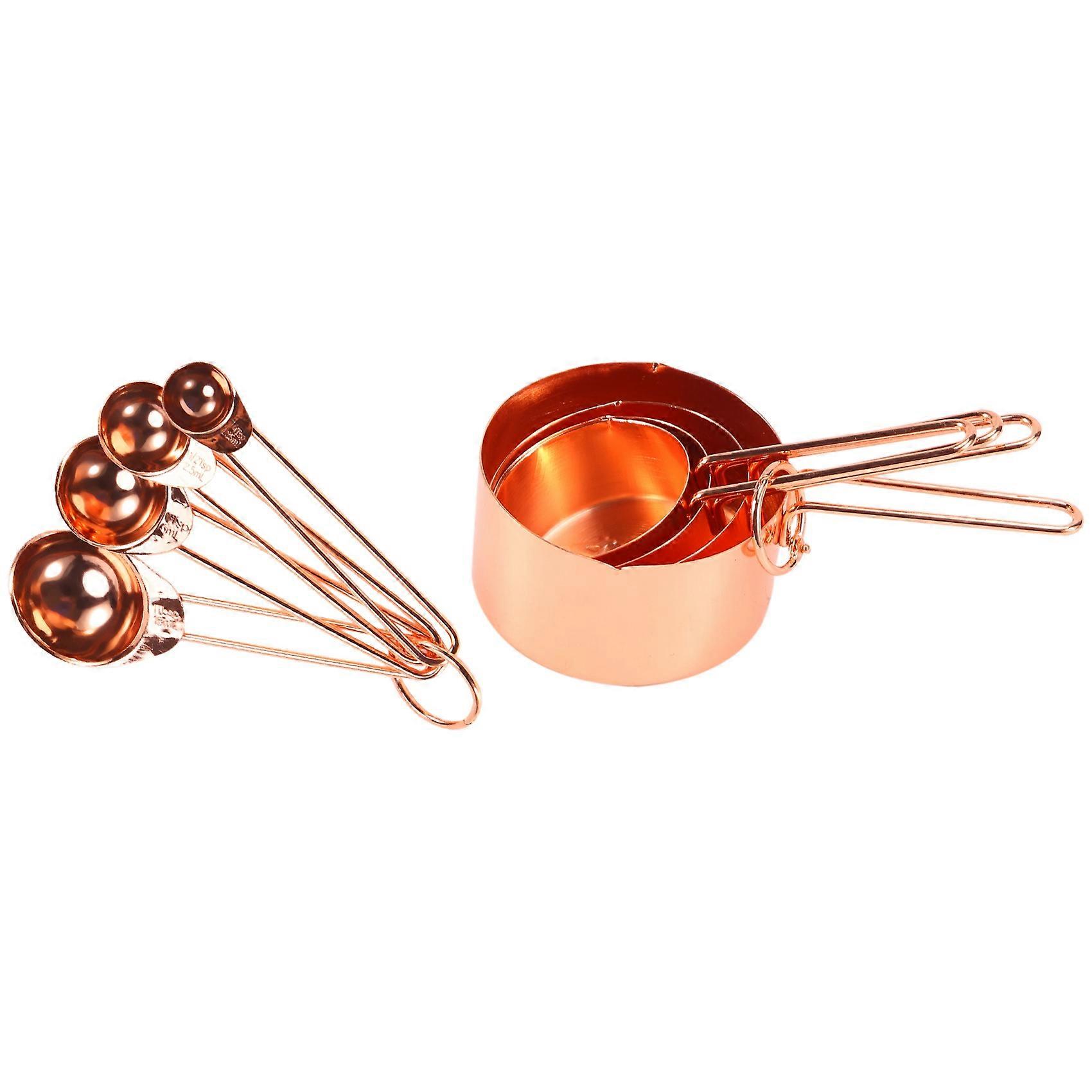 gold Stainless Steel Measuring Cups and Spoons set of 8 Measurements,Pouring Spouts & Mirror for B
