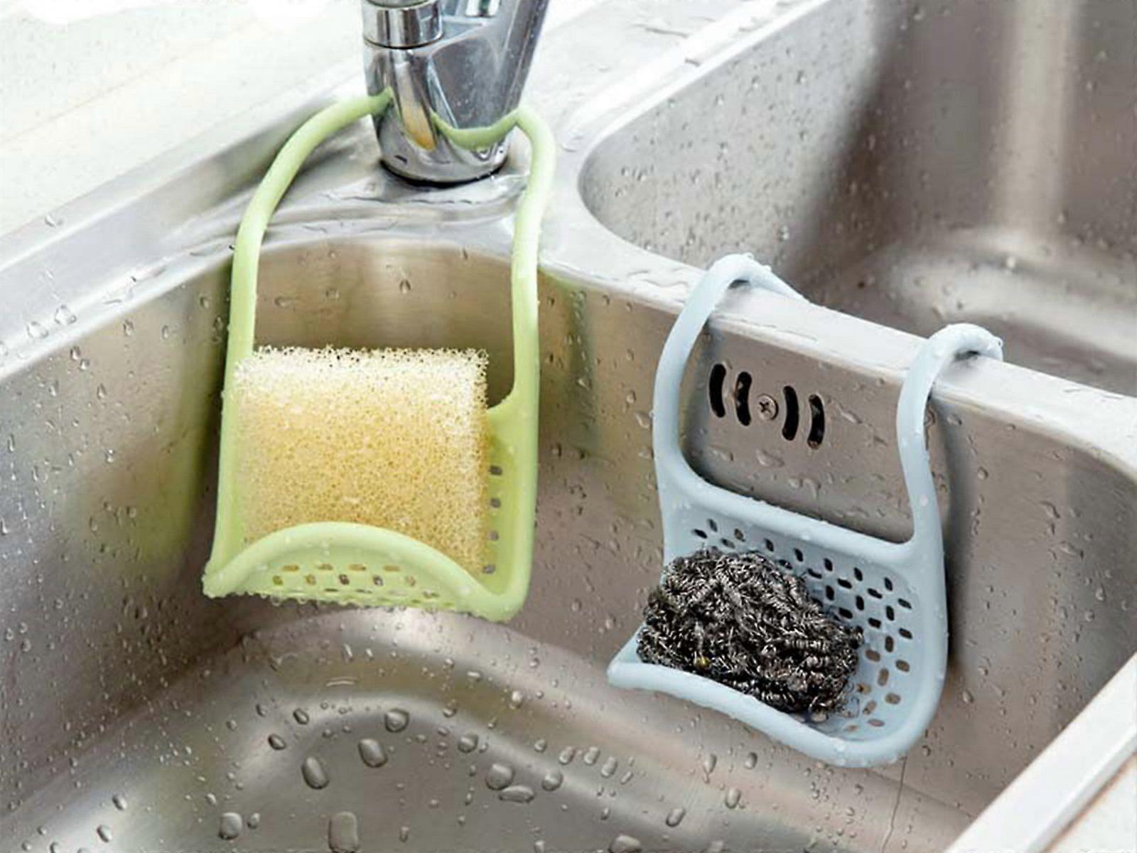 3PCS Sponge Holder Bendable Sink Drain Hanger Rack Expandable Storage