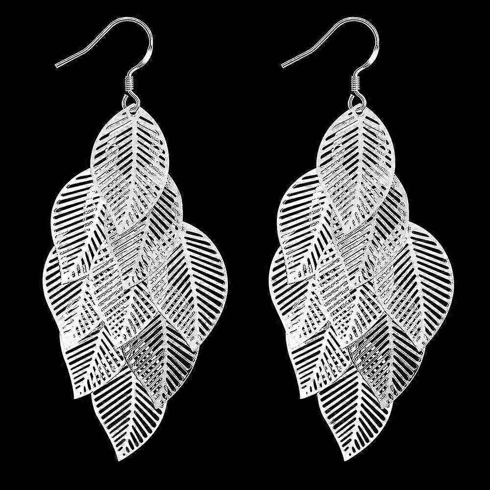 Hanging Light Leaf Earrings Leaf Shape Silver Foreign Trade Earrings E214