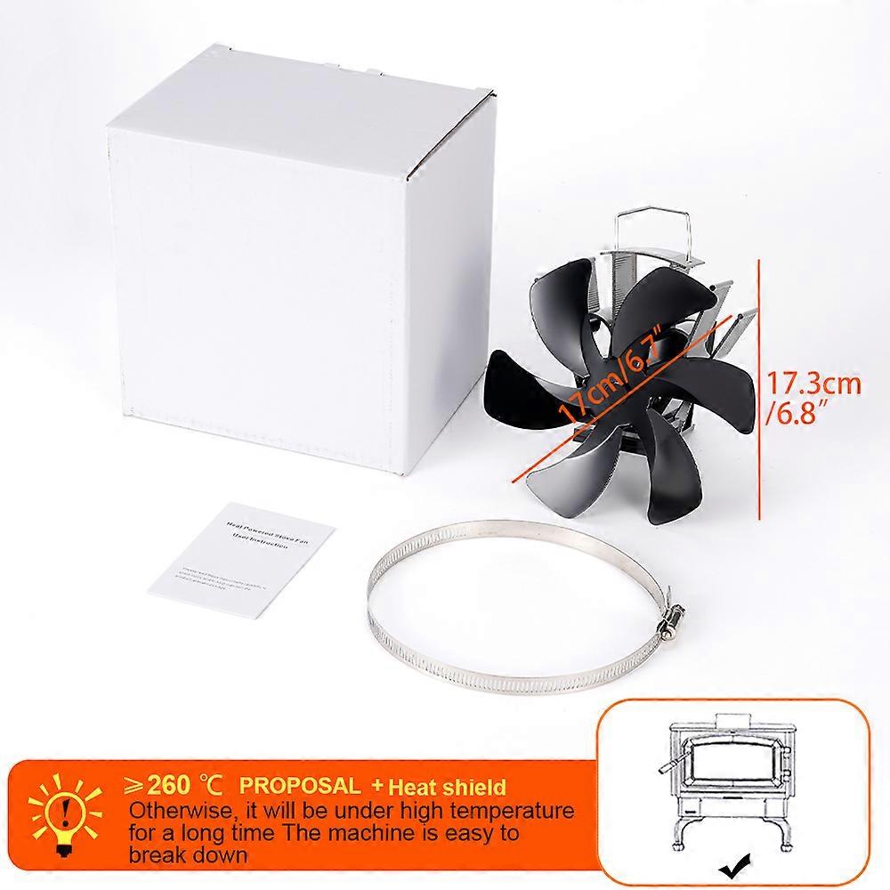 6 شفرات مروحة موقد تعمل بالحرارة مثبتة على الحائط مروحة مدفأة سجل الموقد الخشبي الموقد البيئي الهادئ المنزل أكثر دفئا توزيع الحرارة الفعال