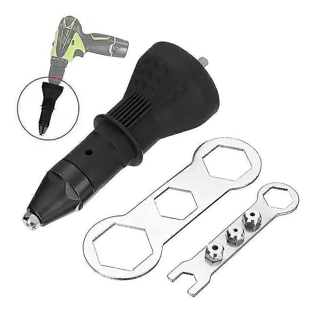 Electric Cordless Drill Rivet Adapter Rivet Gun Conversion Head Assembler Pull Rivet Gun Electric Rivet Head Pull Rivet Gun Accessories (black) (1pcs)