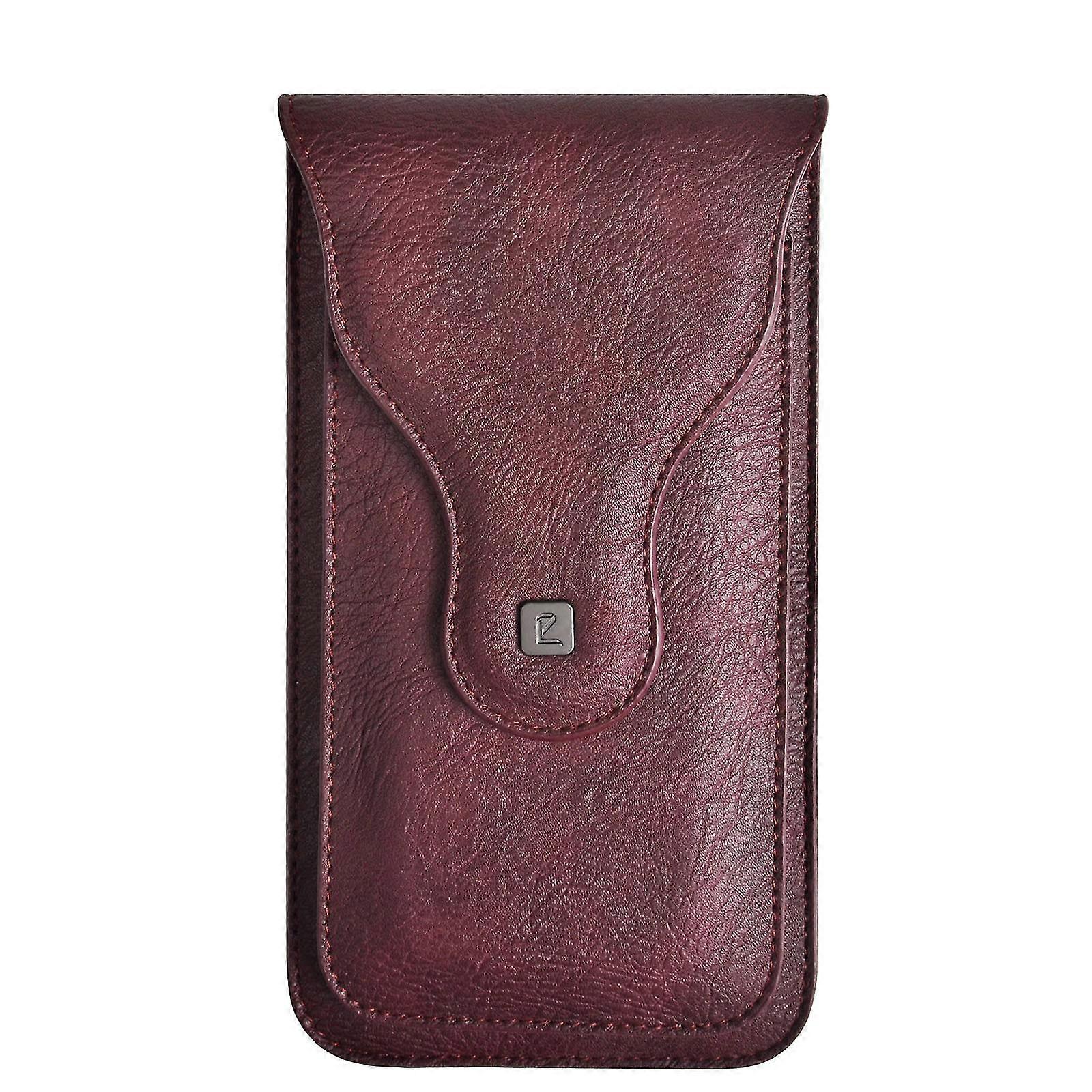 Pu leather waist bag holster compatible with mobile phone under 6.5 inches, belt clips holster phone cover with hook clips