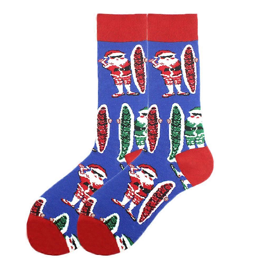 Christmas Mid Calf Novelty Socks Santa Claus Elk Print Festive Casual Comfortable Socks Xmas Gift For Adults Unisex
