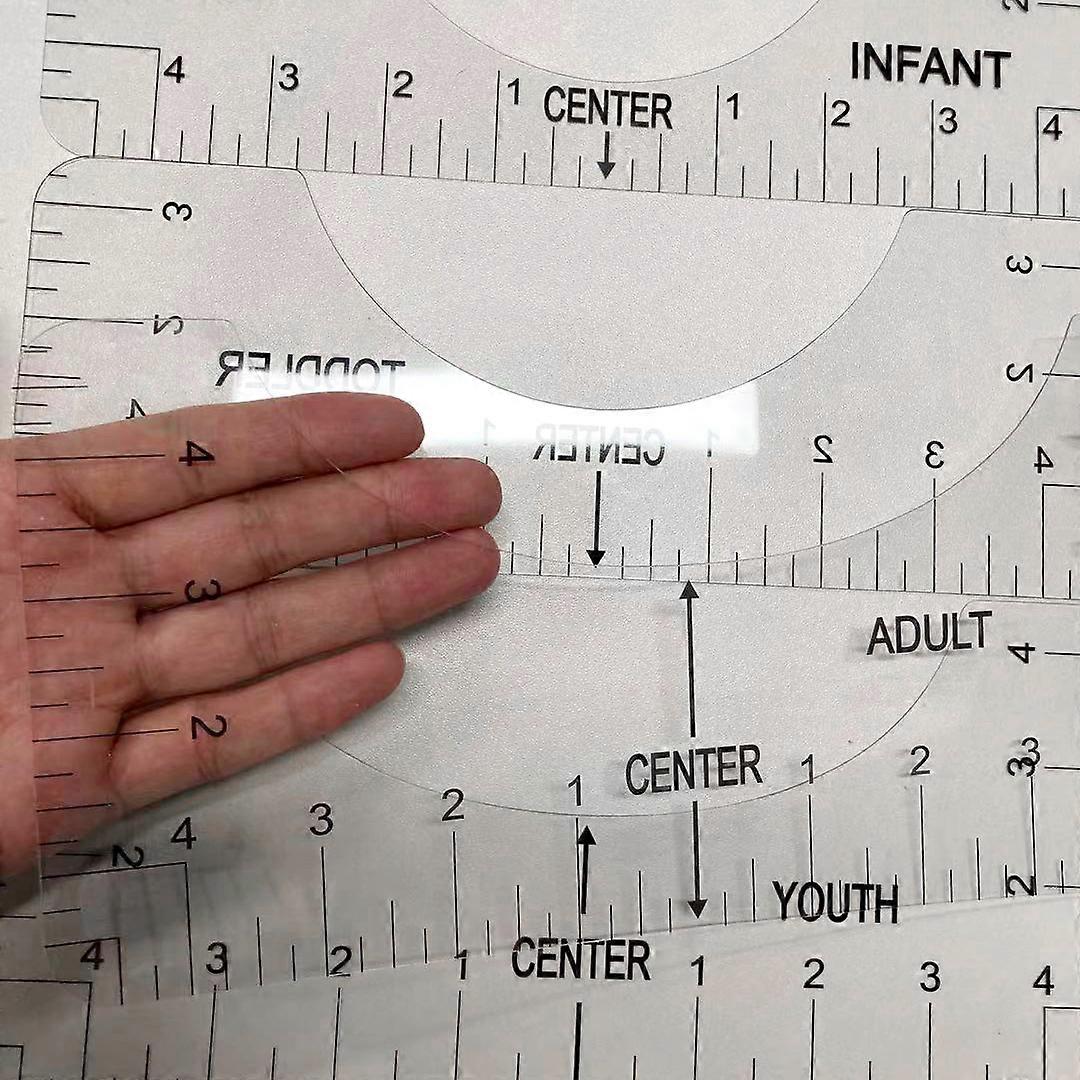 T-Shirt Ruler Guide(Transparent), 8 Pieces High Precision T-Shirt Alignment Tool, Portable High Quality Round Neck Calibration and Centering Tool Rule