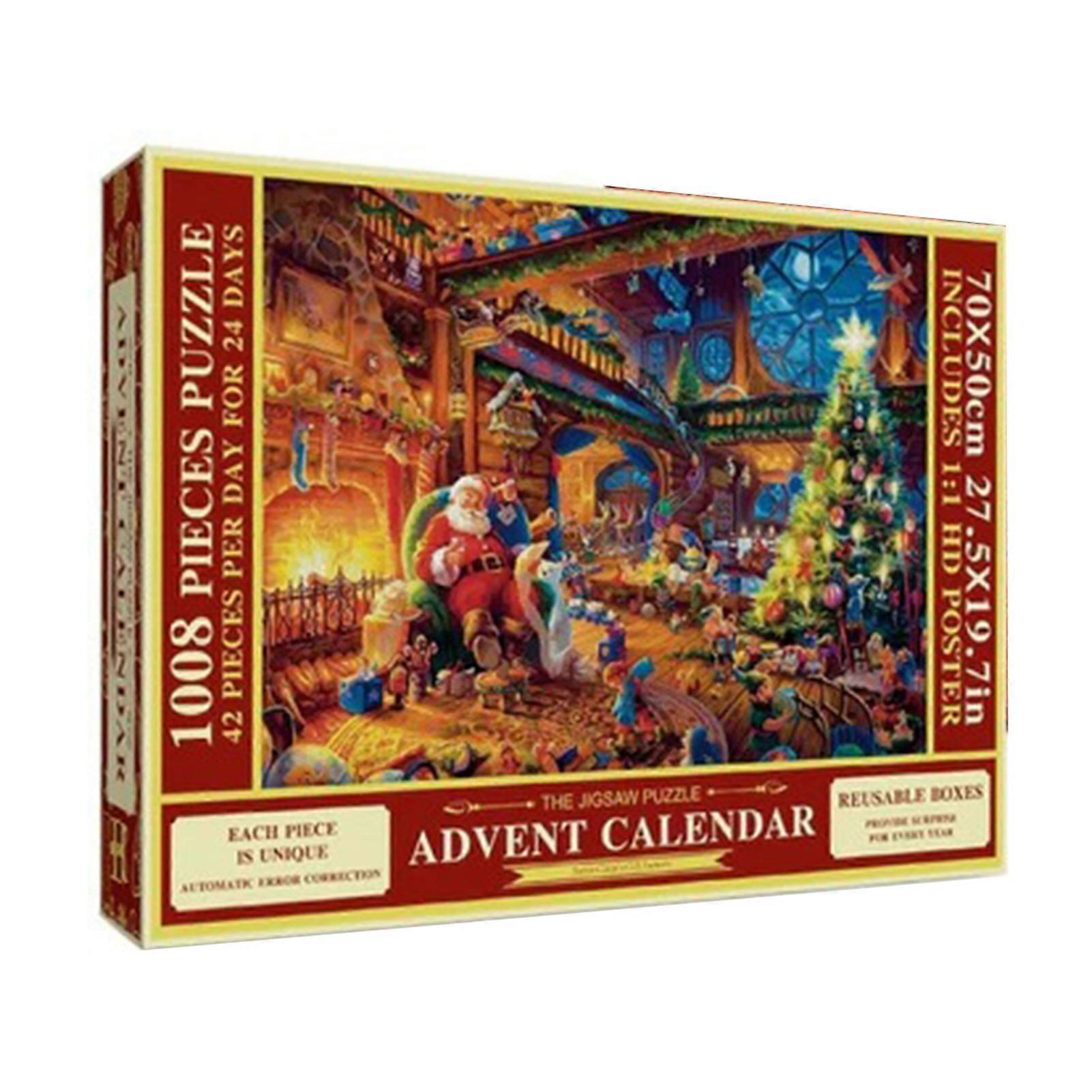 1 Box Christmas Puzzle 24 Days Santa Claus Advent Calendar Jigsaw Puzzles for Holiday Festive Decoration