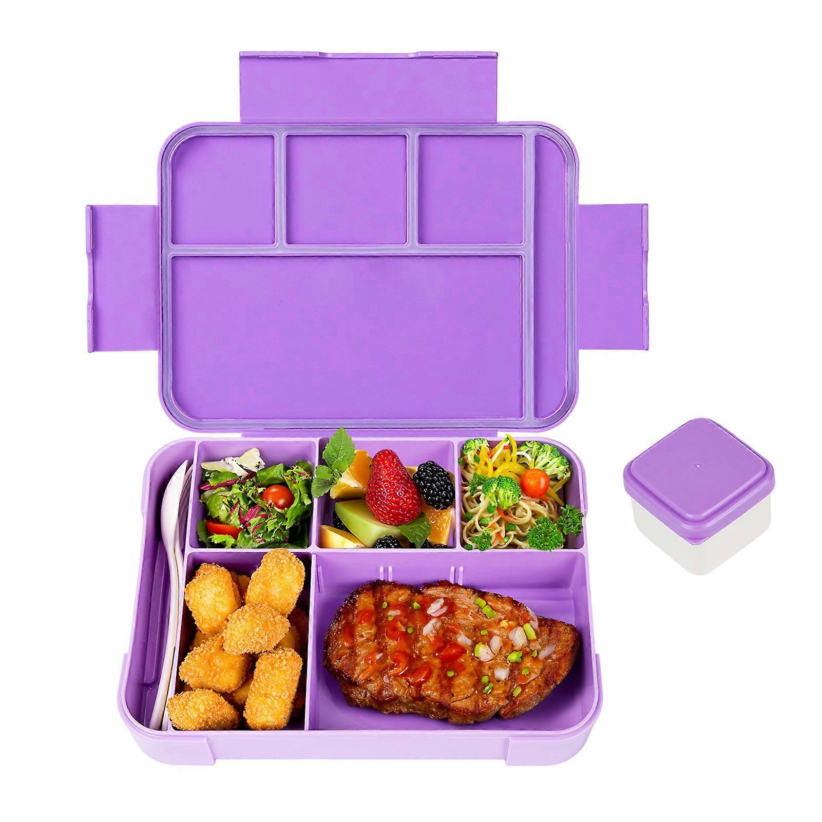 Kids Bento Lunch Box Leak-Proof 6-Compartment Toddler Snack Container with Utensils Ice Tray BPA-Free Leak-proof Food Storage Container for School Cam