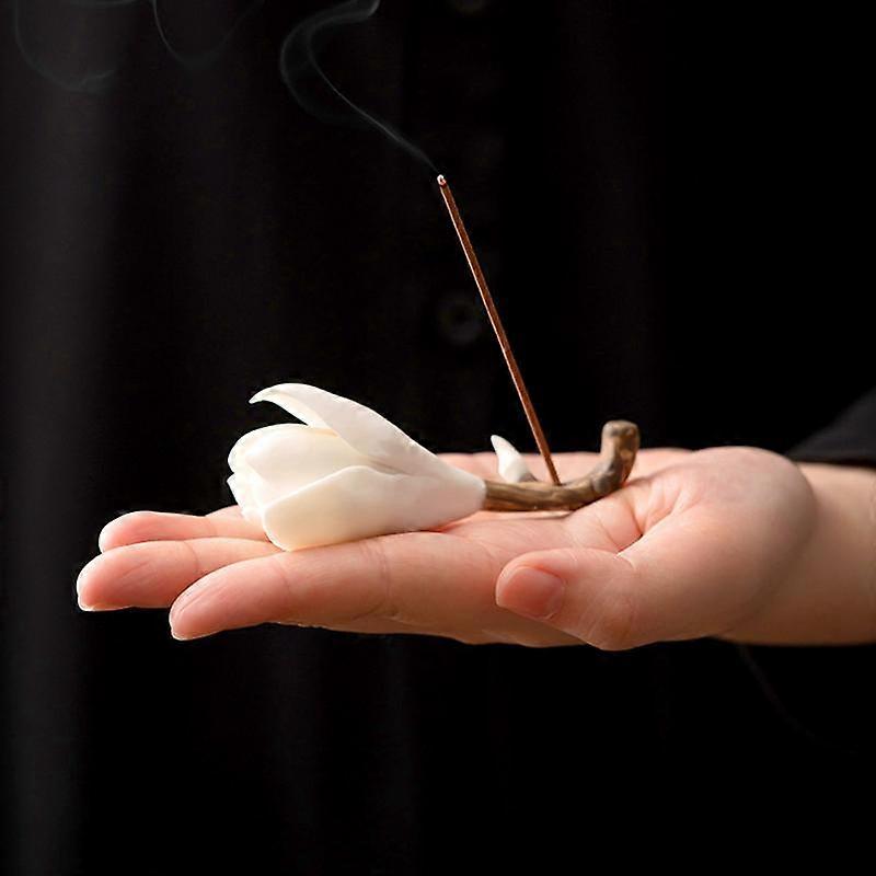 1PC Classical Beautiful Chic High-end Creative Incense Burner Holder  Ceramic Magnolia Flower