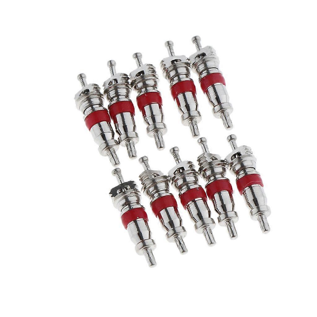 10 Pcs Replacement Tire Tyre Valve Stem Core for Motorcycle Silver + Red