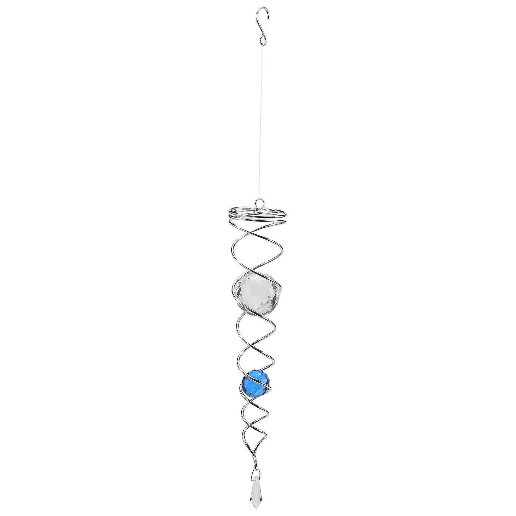 Wind Chime Windmill Crystal Metal Wire Crystal Ball Wind Spinner Spiral Tail for Outdoor Garden Dec